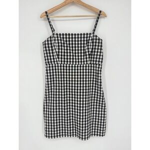 Hollister Gingham Cotton Cami Mini‎ Dress Size L Black